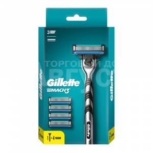 Станок для бритья Gillette Mach3 с 5 сменными кассетами, мужской, 1 шт