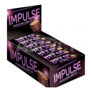 Шоколадный батончик IMPULSE вафельный с мягкой карамелью, 16 г