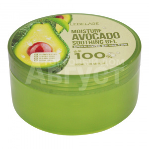 Гель для лица Lebelage Soothing Gel Moisture Avocado и тела, универсальный с экстрактом авокадо, 300 мл