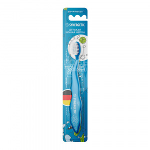 Зубная щетка SYNERGETIC Comfort детская, щетина мягкая, цвет: голубой, 1 шт