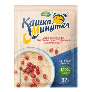 Каша овсяная быстрого приготовления Кашка-Минутка, Земляника, пакет, 37 г