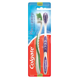 Зубная щетка Colgate 1+1 Massager средней жесткости щетина