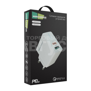 Зарядное устройство MoreChoice NC61 СЗУ USB+Type-C PD 20W+QC3.0 3.0A, белый