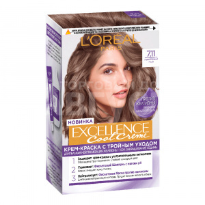 Краска для волос L'Oreal Excellence Creme без желтизны тон 7.11, ультрапепельный, русый, 192 мл