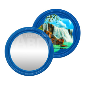 Зеркало ZCDE-44-3 карманное, круглое, 6,5 см, синий