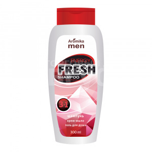 Шампунь Aromika FRESH Energy 3в1,гель для душа мужской,крем-мыло для рук и тела, мужской, 300 мл