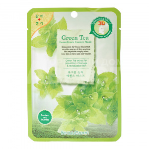Маска для лица Beauu Green тканевая, зеленый чай, 1 шт