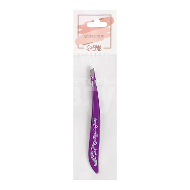 Пинцет для бровей Queen Fair 1208327 узкий, скошенный 9 см, в ассортименте