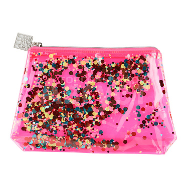 Косметичка Dewal Beauty, Модница, с блестками 20*5*16 см, ПВХ, розовая