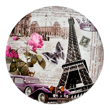 Зеркало 7954 карманное, круглое, двойное с увеличением, Эйфелева башня, Париж, 7,5 см