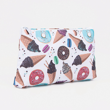 Косметичка 4698549 на молнии 18*2*10 см, текстиль, белый, разноцветный