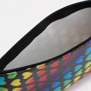 Косметичка 1847879 на молнии 18*2*10 см, текстиль, черный, разноцветный