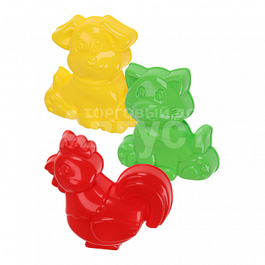 Игровой набор И-2948 для песочницы №4 Домашние животные ( 3 формочки), пластик, в ассортименте