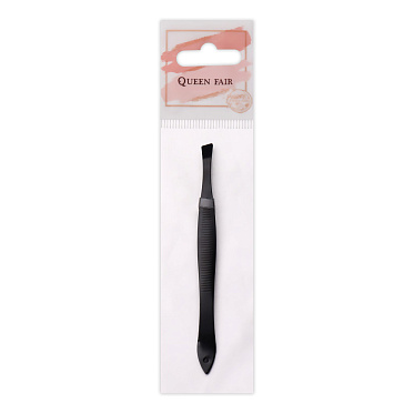 Пинцет для бровей Queen Fair 1492255 узкий, скошенный 8,5 см, чёрный