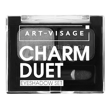 Тени для век Art-Visage Charm duet двойные, серый металлик/темный графит, тон 4