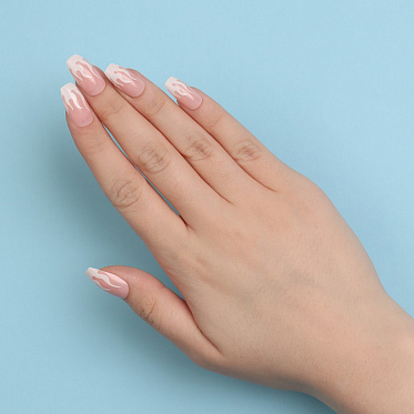 Ногти накладные Queen Fair 9719819 форма балерина,12шт c клеевыми пластинами, розовые, белые