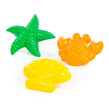 Игровой набор 36544 Полесье 3 формочки для песка, (краб + звезда + ракушка), пластик, в ассортименте