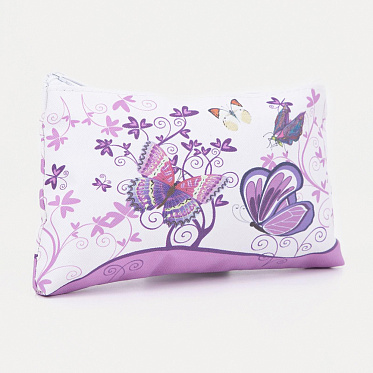 Косметичка 5570204 на молнии 18*1,5*10 см, искусственная кожа, фиолетовый, белый