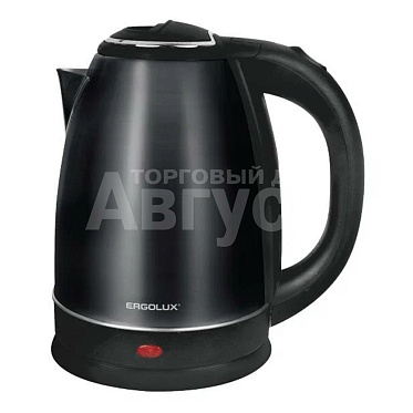 Чайник электрический Ergolux ELX-KS05-C02 1600Вт, с индикатором включения, нержавеющая сталь, пластик, черный, 1,8 л