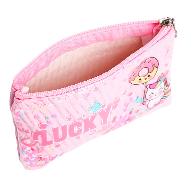 Косметичка 9889396 на молнии, плоская, с подкладкой 17*0,5*12 см, искусственная кожа, ПВХ, розовая