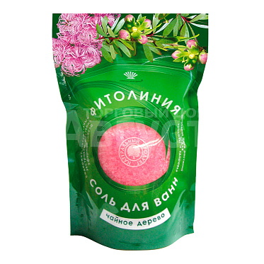 Соль для ванн Фитолиния Чайное дерево с эфирными маслами, дой-пак, 1 кг
