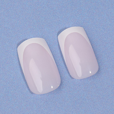 Ногти накладные Queen Fair 9718297 форма мягкий квадрат, френч 24 шт, нежно-розовые