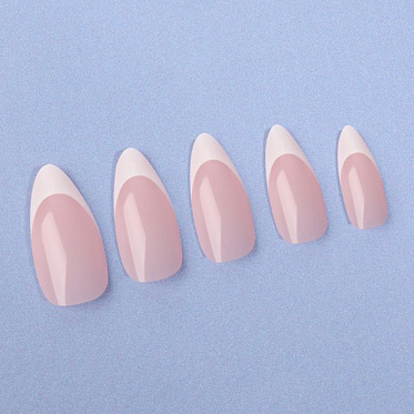 Ногти накладные Queen Fair 9718299 форма миндаль, френч 24 шт, нежно-розовые