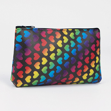 Косметичка 1847879 на молнии 18*2*10 см, текстиль, черный, разноцветный