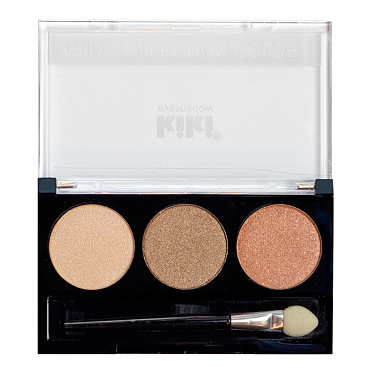 Тени для век Kiki Trio Collection Color палетка 3 оттенка, светло-бежевые,светло-коричневые,светло-бронзовые, тон 102