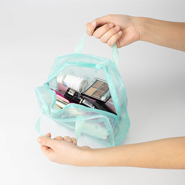 Косметичка 675950 непромокаемая прозрачная для бани, ПВХ, зеленый