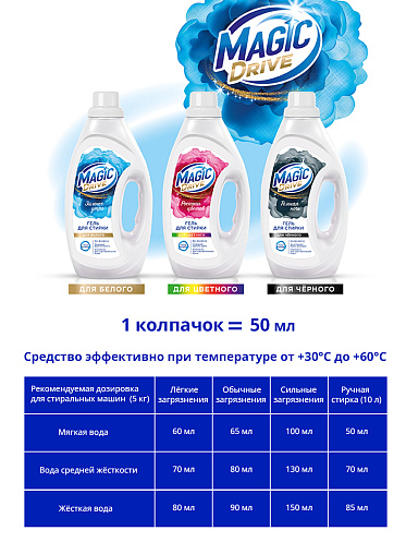 Гель для стирки Magic Drive для белого белья, 1 л