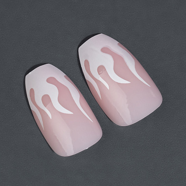 Ногти накладные Queen Fair 9719819 форма балерина,12шт c клеевыми пластинами, розовые, белые