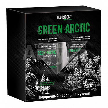 Набор подарочный Н2Orizont GREEN ARCTIC (Шампунь 2 в1 500 мл + бальзам после бритья 150 мл), мужской