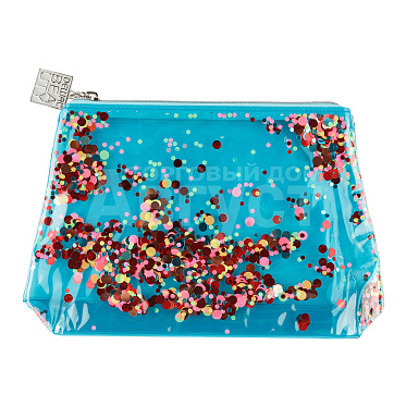 Косметичка Dewal Beauty, Модница, с блестками 20*5*16 см, ПВХ, бирюзовый