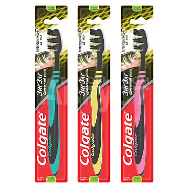 Зубная щетка Colgate Zigzag Plus Древесный уголь средней жесткости щетина