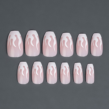 Ногти накладные Queen Fair 9719819 форма балерина,12шт c клеевыми пластинами, розовые, белые