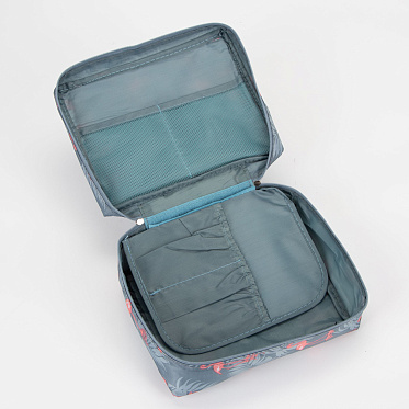 Косметичка 7081530 на молнии, 21*8*16 см, текстиль, серо-голубой
