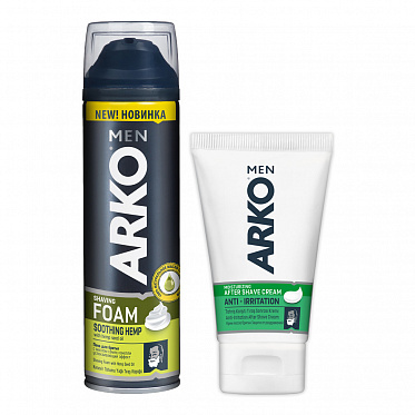 Набор подарочный Arko Soothing Hemp (гель для бритья 200мл,крем после бритья 50мл), мужской