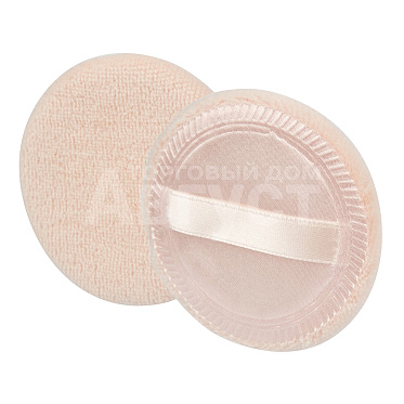 Спонж для макияжа 110811 пуховка для пудры, хлопок, круглый, диаметр 6см, бежевый, 1 шт