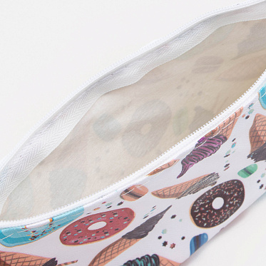 Косметичка 4698549 на молнии 18*2*10 см, текстиль, белый, разноцветный