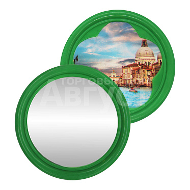 Зеркало ZCDE-44-1 карманное, круглое, 6,5 см, зеленый