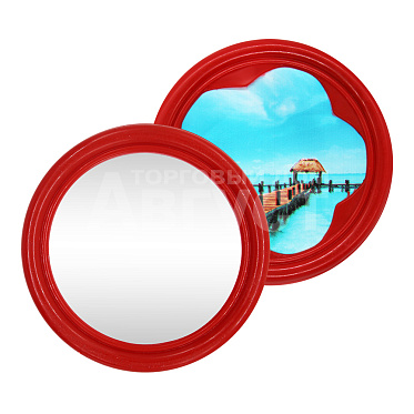 Зеркало ZCDE-44-4 карманное, круглое, 6,5 см, красный