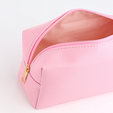 Косметичка 10511419 на молнии, маленькая, объёмная, на подкладке 18*7*9 см, искусственная кожа, розовый