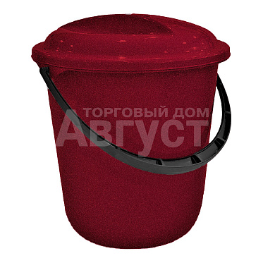 Ведро пластиковое классика с крышкой, бордо, 12 л