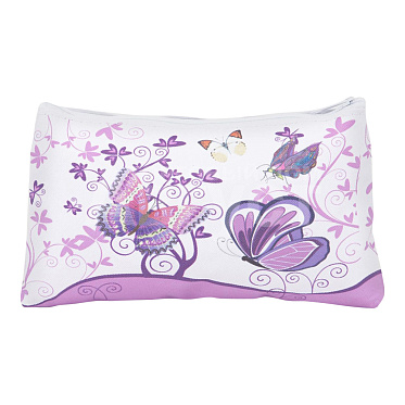 Косметичка 5570204 на молнии 18*1,5*10 см, искусственная кожа, фиолетовый, белый