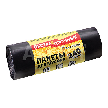 Пакеты для мусора Ладушки экстрапрочные, двухслойные, 240 л, 10 шт