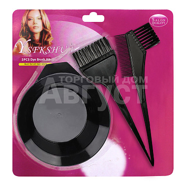 Набор для окрашивания волос NOK-02 3 предмета (чашка, кисть, расческа ), черный
